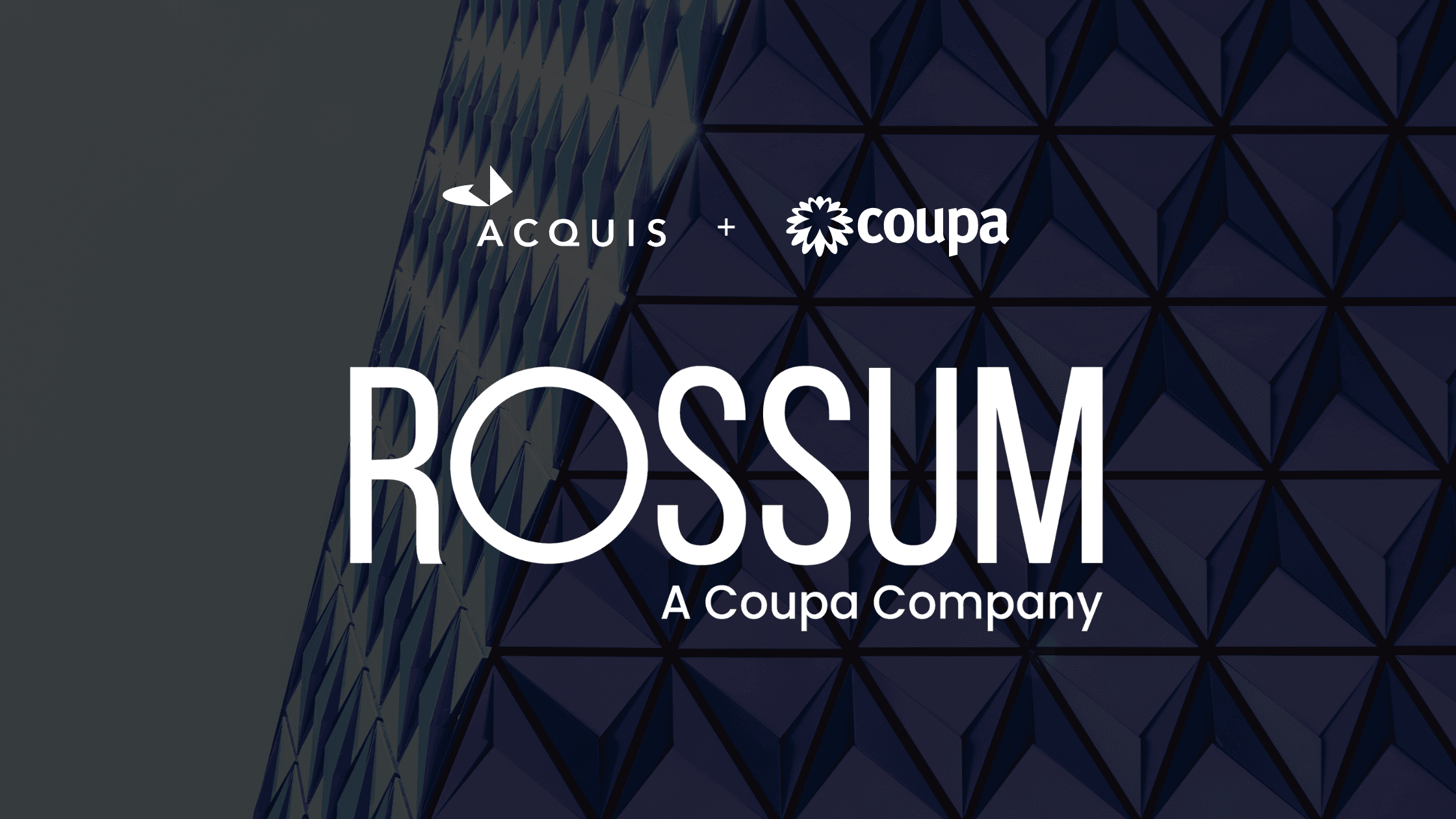 acquis coupa and rossum logos on black transparent background
